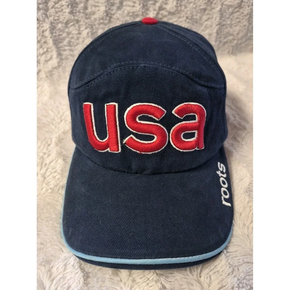 Vintage 2002 Olympics Winter USA by Roots Blue/Red Hat Cap Adjustable Strapback